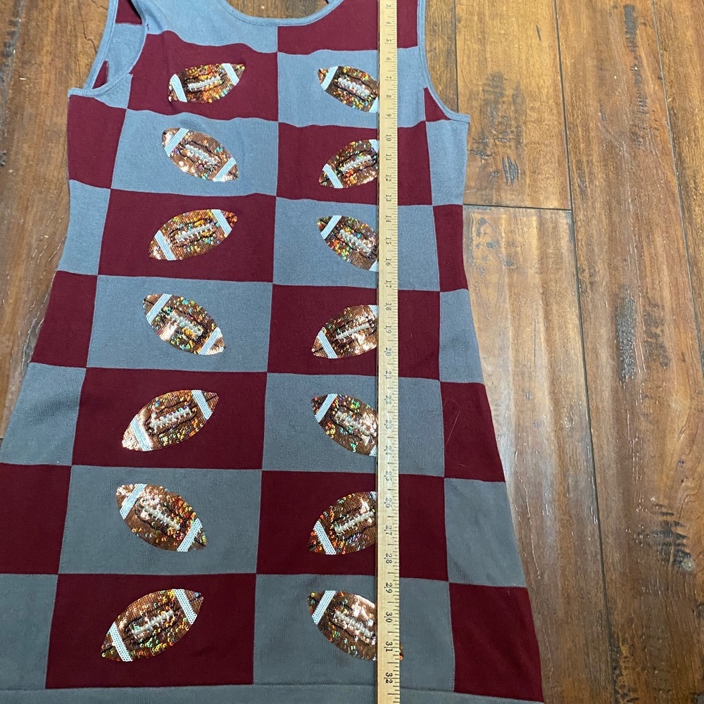 Queen of Sparkles Garnet & Black Football Checkered Dress - Picture 6 of 11